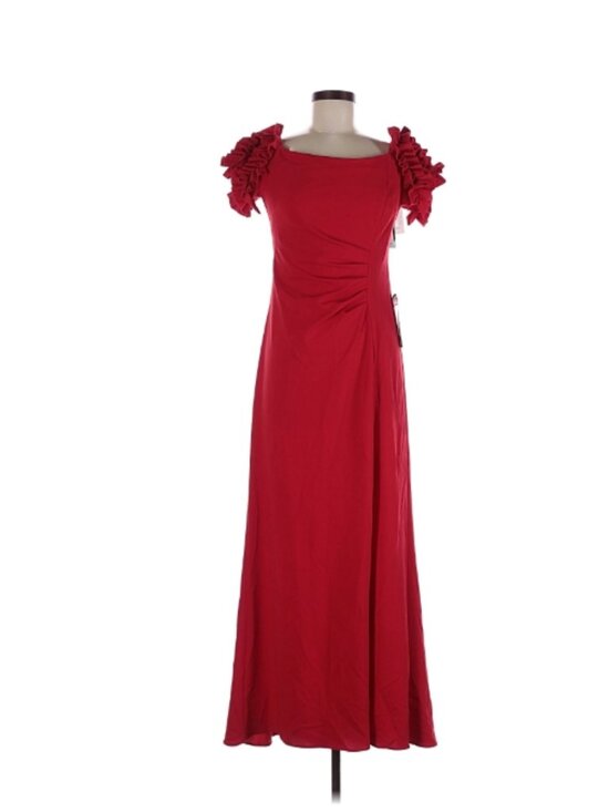 Xscape Dresses & Skirts - NWT Xscape Red Ruffle Shoulder Evening Gown Dress from Macy's
